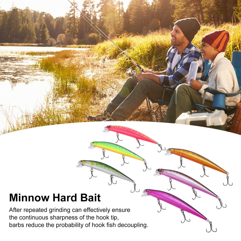 6PCS Minnow Fishing Lure Long Throw Floating Artificial Hard Bait