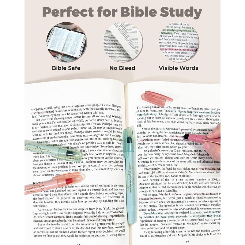 WEMATE Bible Highlighters No Bleed, 9PCS Assorted Colors Gel Highlighters