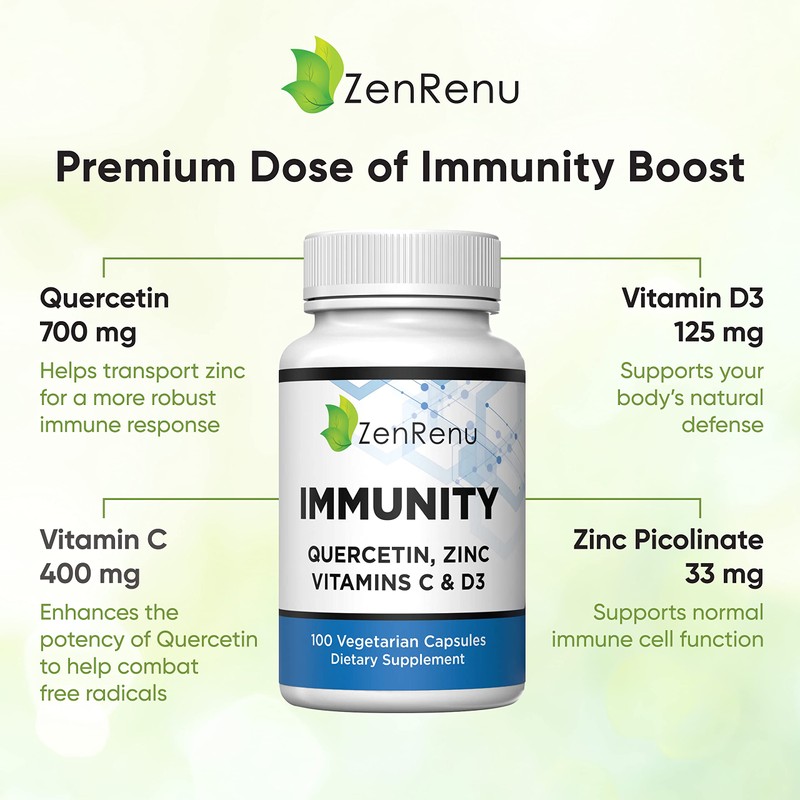 Zenrenu Immunity Quercetin 700 mg Zinc Vitamin C Vitamin D