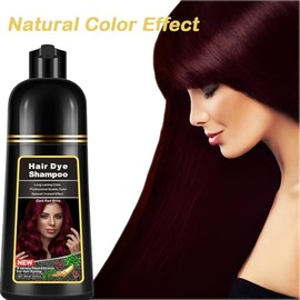 lymznus Champú Tinte Instantáneo Rojo Vino Oscuro 3 En 1 Para Canas, Champú De Color Natural Para Hombres Y Mujeres, 520 Ml (17.6 Oz Fl), Champú Herba
