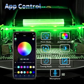 SHEDALED 3PCS 60 Inch RGB Truck Bed Light Strip Kit with App and Remote Control, 270 LEDs Neon Accent Lights, Ultra Long Cable, IP68 Waterproof for Truck, Cars, Boats