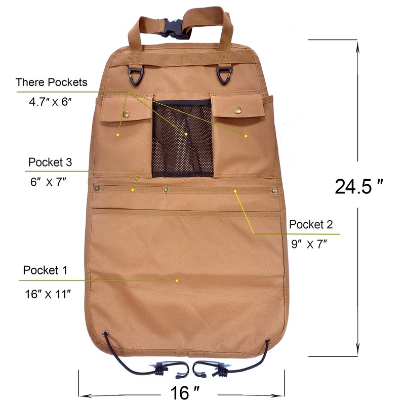 BEATUNEE Car Seat Back Organizer with Multiple Pockets and Hooks