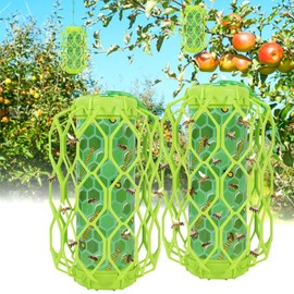 Sancodee 2 Pack Upgraded Wasp Trap Outdoor Hanging, Carpenter Bee and Hornet Catcher, Reusable Yellow Jacket Trap with Bait Reservoir, Bee Killer and Wasp Catcher for Outside (Green)