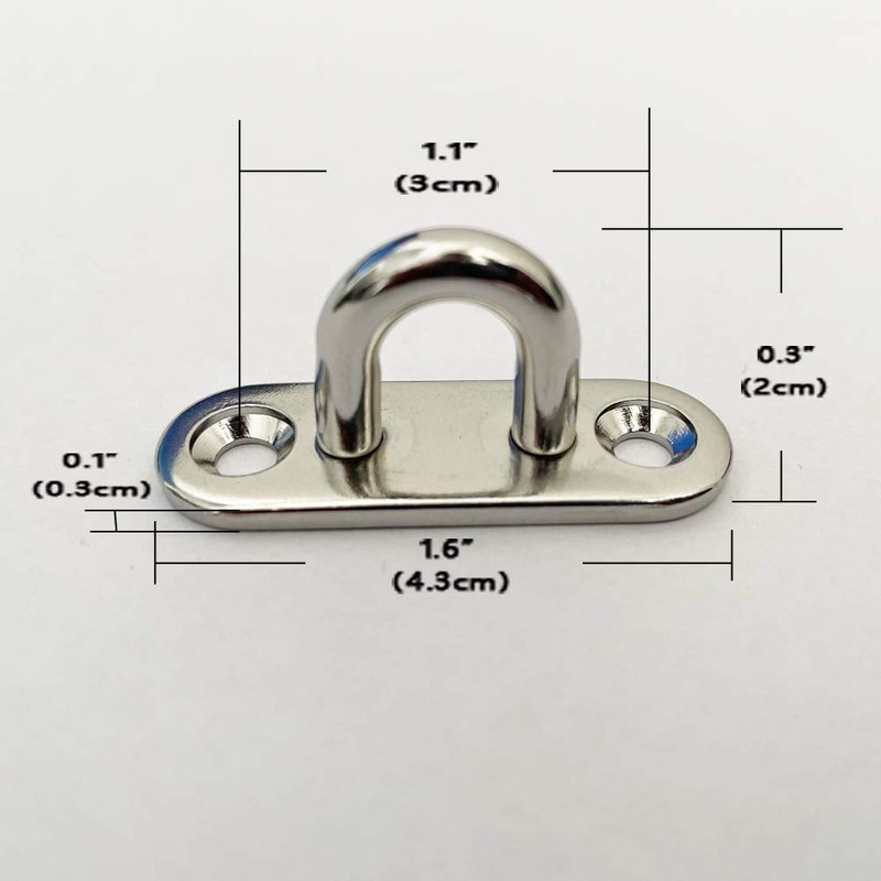 Yesmin 4pcs 304 Stainless Steel Eye, Oblong Pad Eye Plate