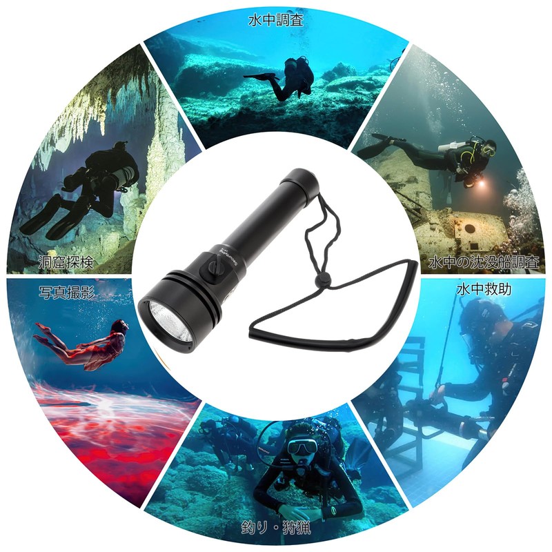SecurityIng Diving Light, 800 Lumens, IPX-8 Waterproof, Diver Light, Underwater