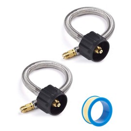 SHINESTAR 1/4 Inverted RV Propane Hose Pigtail for 2-Stage Auto Changeover Regulator, 12 Inch Stainless Braided LP Hose with Type 1 Connection, 2-Pack