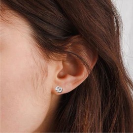 Silver Stud Earrings for Women, Sparkling Infinity Heart Shaped Studs with Cubic Zirconia│Dainty Sterling Silver Studs Earrings Gifts for Girls│Birthday Small Silver Stud Earrings