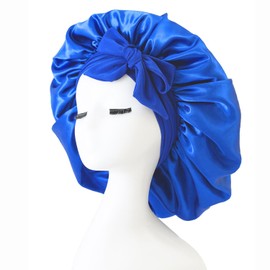 iLamvie Silk Bonnet,Adjustable Satin Bonnet,Hair Bonnet For Sleeping,Bonnet,Soft And Comfortable Silk Sleep Cap(blue)