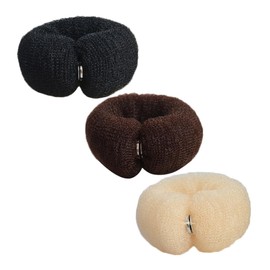 Healeved 3Pcs Hair Bun Makers for Women Long Hair Styling Tool for DIY Buns Easy to Use Donut Shaper for Outings Adding Volume to Updos Black