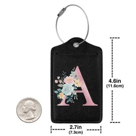 2 Pcs Letter A Luggage Tags for Suitcase, Unique Letters Tag, Travel Gifts for Privacy Cover ID Label with Stainless Steel Loop and Address Card