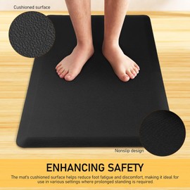 Mobestech Tapete de Descanso para Cocina Antifatiga Negro, Cojines de Suelo de PVC y Espuma, Multiusos y Fácil Limpieza para Áreas de Descanso y Cajas