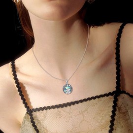 Rabbit Necklace for Women Sterling Silver Abalone Shell Chain for Women Girls, Sterling Silver, Abalone Shell