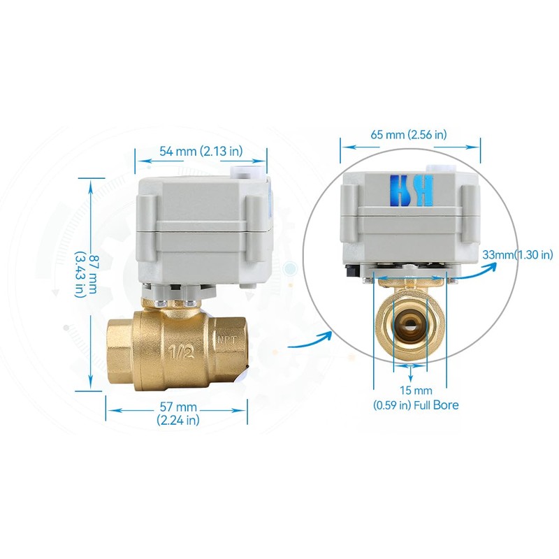 HSH-Flo 2 Way 1/2" DN15 12VDC 24VDC 24VAC Normally Closed
