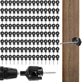 Cididu 120 Pack Electric Fence Insulator, Fence Ring Post Insulator, Screw-in Insulator with Insulator Socket Tool, Wood Post Insulator Grid System Accessories for Farm Animal Agricultural Fencing