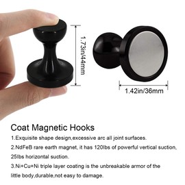 MHDMAG Coat Magnetic Hooks, Black Magnet Hooks Heavy Duty Magnet Hanger, Magnetic Push Pins with Rare Earth Neodymium for Bags, Home, Office, Workplace, Refrigerator or Traveling. Pack of 8