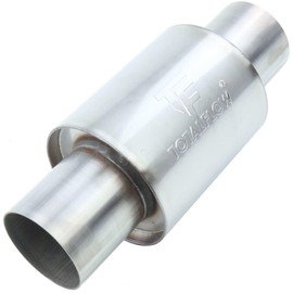 TOTALFLOW 22321 Straight Through Universal Exhaust Muffler - 304 Stainless Steel - 4 Inch Inner Diameter Inlet / Outlet