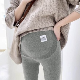 Maternity Four-Season Leggings with Adjustable Waistband, Stretchy Pants for Early Pregnancy to Full Term SIS-824 Maternity Leggings/Charcoal/2XL 3ea