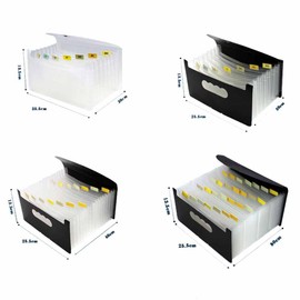 SHTGOI Document Folder A6 with 15 Compartments Folder Expandable Folder Portable Waterproof Sorting Folder Organiser with Colourful Labels Accordion Folder for Office Home School Documents Black 2#