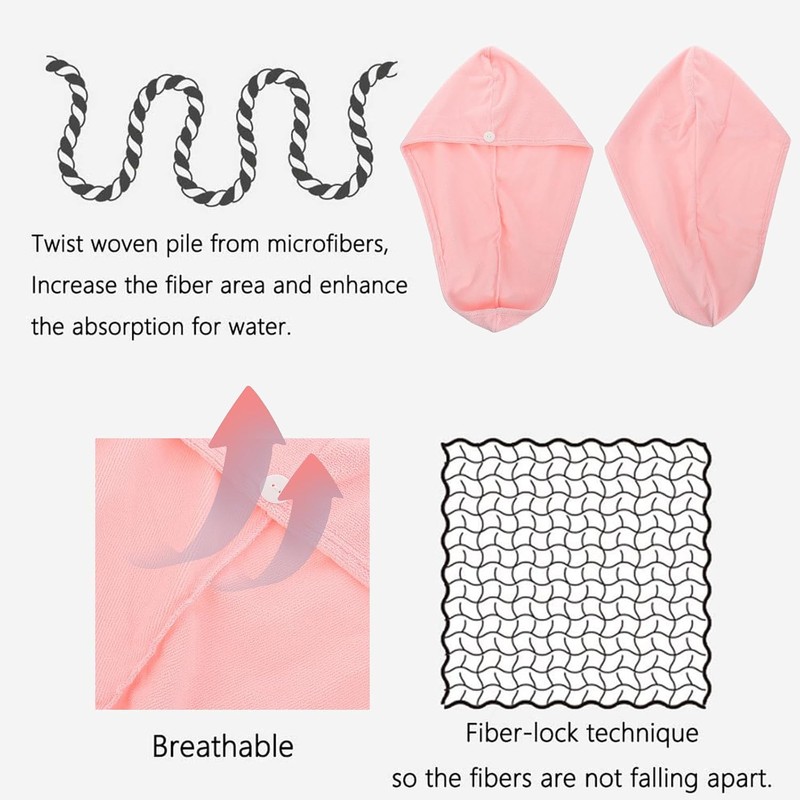 TEHAUX Toalla de Microfibra Gorro para Secar Cabello Largo para