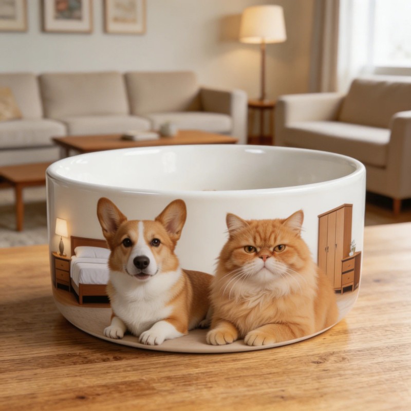 Porcelain Pet Vessel Bowl Ceramic Dog Dish 15cm 18cm Sturdy