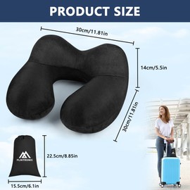 flintronic Inflatable Neck Pillow, Pack of 2 Inflatable Pillow, Neck Pillow, Egornomic Headrest with Velvety Soft Washable Cover for Neck, Chin, Waist, Knee, Head Support, for Camping, Travel