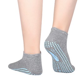 TENQUAN Yoga Socks, 2/4 Pairs Stopper Socks for Men and Women, Non-Slip Grip Socks for Yoga, Pilates, Hospital, Barre or Home Sports and Exercise (Unisex 35-46), 2 Grey (Ankle)