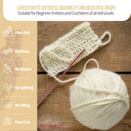 Mary Maxim Starlette, Crochet Yarn for Crocheting, Soft Acrylic Cream Yarn for Afghans, Blankets, Clothing and More, 180 Yards, Natural - 1 Skein