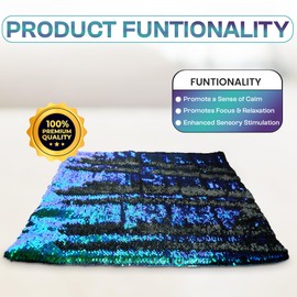 SENSORY4U Weighted Lap Pad for Kids - 5lb Sensory Lap Blanket with Sequin Flip Fabric for Tactile Stimulation Engagement - Sensory Companion for Everyday Use (Blue Green)