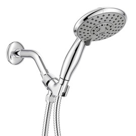 Ana Bath 5-Inch 5-Function High Pressure Handheld Shower Head with Solid Brass Angle-Adjustable Overhead Mount/Extra Long Flexible 8-ft Stainless Steel Hose - Chrome (MSS501024CP)