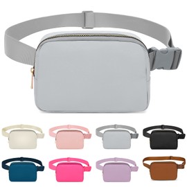 Invool Bum Bag for Women Men, Fanny Pack with Adjustable Straps Crossbody Fashion Waist Pack, Running Belt Bag for Travel Workout Cycling Hiking (Grey)