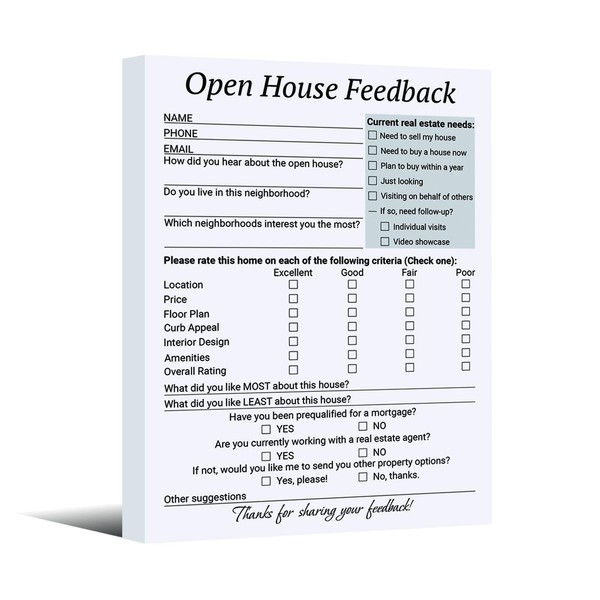 suituts 3 pack Open House Feedback Notepad Open House Supplies