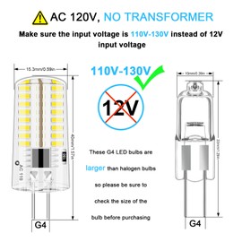 LFLAMPON 10pcs G4 LED Bulbs AC110V-130V Dimmable, 2.6W Equivalent to 20 Watt Incandescent Bulb, 280 Lumens 360°Beam Angle Silicone Bi-pin G4 LED Bulb for Chandeliers Pendant, Cool White 6000K
