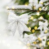 Hyran Pack of 10 Christmas Tree Bows, Glitter Christmas Bows,