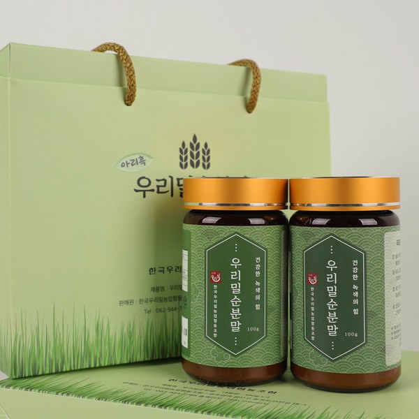 100% domestic Korean wheatgrass powder, 100gx2 health gift set, 100% domestic Korean wheatgrass powder / 국산 우리밀순분말 100% 밀순가루 100gx2개 건강 선물세트, 국산 100% 우리밀순분말가루