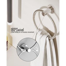 WZRUA Towel Ring Hand Towel Holder Wall Mounted, Chrome SUS304 Stainless Steel Modern Round Base Rustproof Towel Holder for Bathroom