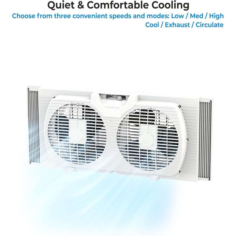 EZ-CHILL 9" Twin Window Fan with Manually Reversible Airflow Control,