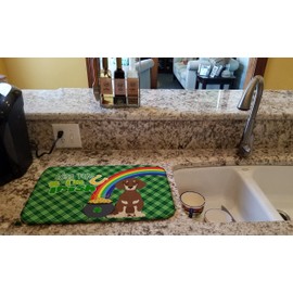 Caroline's Treasures WDK4816DDM Chocolate and Cream Dachshund St. Patrick's Day Dish Drying Mat Absorbent Dish Drying Mat Pad for Kitchen Counter Dish Drainer Mat for Countertop, 14 x 21", Multicolor