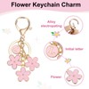 [PATIKIL] Alphabet Keychain Pink Flower Initial Letter S Key Ring