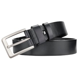 Tolumo Belts for Men, Thick Full Grain Leather Mens Belt 1 1/2" Wide Casual Belt Adjustable Trim to Fit 558 Black 130cm