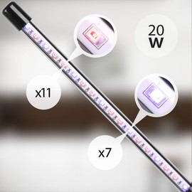 Duronic GLC12 Plant Lamp, Full Spectrum Grow Lamp with 18 x Red & Blue LED Lamps, 3 Colour Modes, Plant Light with Gooseneck in 6 Light Levels, 20 W Plant Light for Plants and Herbs