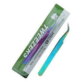 Pinza Vetus Extensión Pestañas Curva Tornasol Acero Inoxidable 1x1