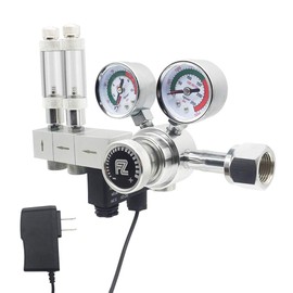 FZONE Pro Series Aquarium Dual Stage CO2 Regulator Adjustable Output Pressure with DC Solenoid and Integrated High Precision Needle Valve and Bubble Counter