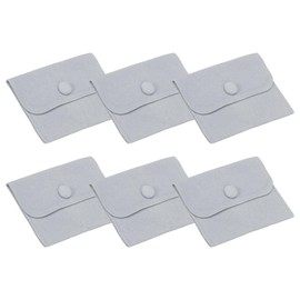 PATIKIL 4x3 Inch Jewelry Pouch, 6 Pcs Soft Velvet Pouches with Snap Button Portable Storage for Rings Necklace Bracelet Earring Watch, Light Blue