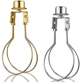 2 Pieces Bulb Lamp Shade Light Bulb Lamp Shade Clip on Lampshade Adapter Includes Finial and Lampshade Levellers for Lamp Shade (Gold and Silver)