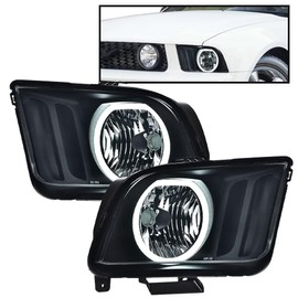 G-PLUS LED DRL Headlights, Compatible with 2005-2009 Ford Mustang (Not Fit for Factory Xenon/HID Headlights Models, Not Fit for Shelby GT50/GT500KR Models), Smoky lens Black Housing Amber Reflector
