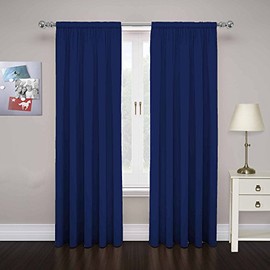 Pairs to Go Cadenza Modern Decorative Rod Pocket Window Curtains for Living Room (2 Panels), 40 in x 63 in, Navy
