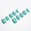 MAOLEETO Press on Nails, Short Short Ladder Fake Nails Greenish