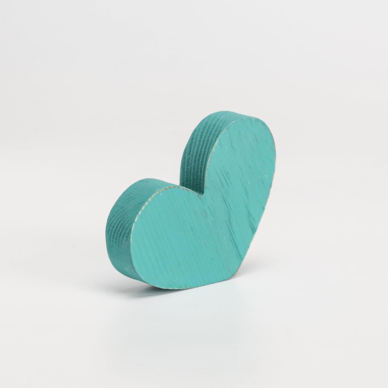 Wood Winter Heart Centerpieces for Tables - 5 Piece Blue