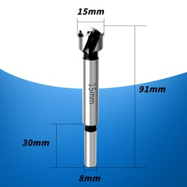 Forstner Drill Bit 15 mm Flat Wing Drill Multi-tooth Wood Drill High Quality Alloys Wood Drill Bit with Round Shank for Drilling in Wood, Plastic, Plywood
