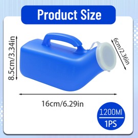Urine Bottles Male, Portable Urinal for Men with Spill-Proof Lid, 1200ml Large Capacity Urine Bottle with Handle and Measuring Scale, for Hospital Use, Travel, Camping, Car and Emergency Situations